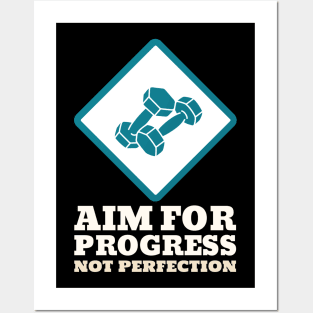 Workout Motivation | Aim for progress not perfection Posters and Art